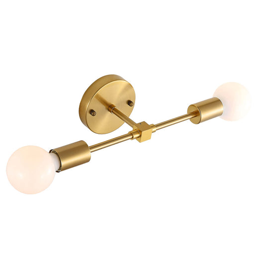 2 Lights Bathroom Wall Sconce Vanity Modern Industrial Wall Lamp Pole Wall Mount Lighting Fixture（Gold/Black Color）
