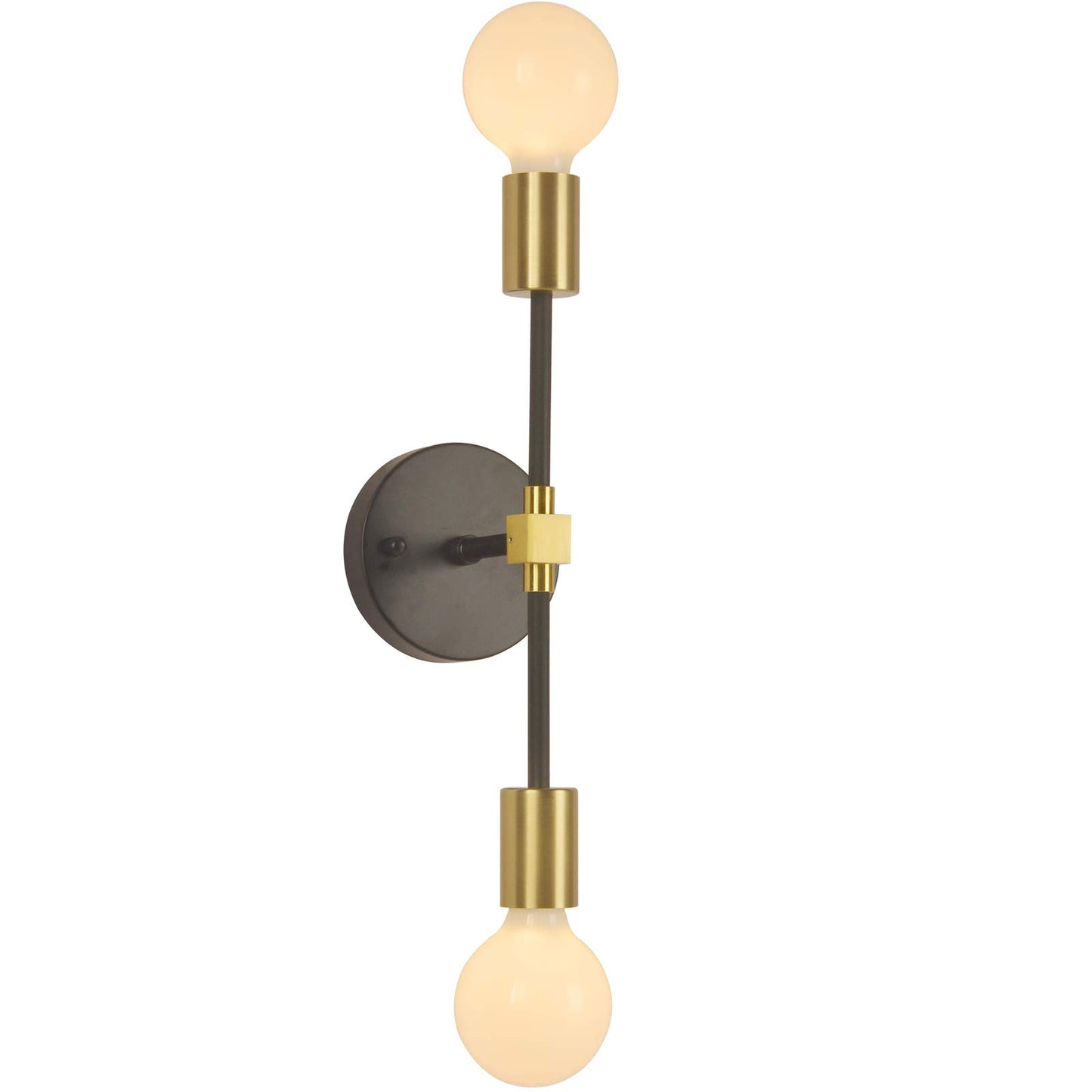 2 Lights Bathroom Wall Sconce Vanity Modern Industrial Wall Lamp Pole Wall Mount Lighting Fixture（Gold/Black Color）