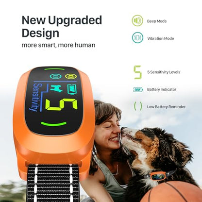 Dog Bark Collar for Large Medium Small Dogs, Rechargeable Smart Bark Collar, Anti Barking Training Collar with 5 Adjustable Sensitivity Beep Vibration (Black)