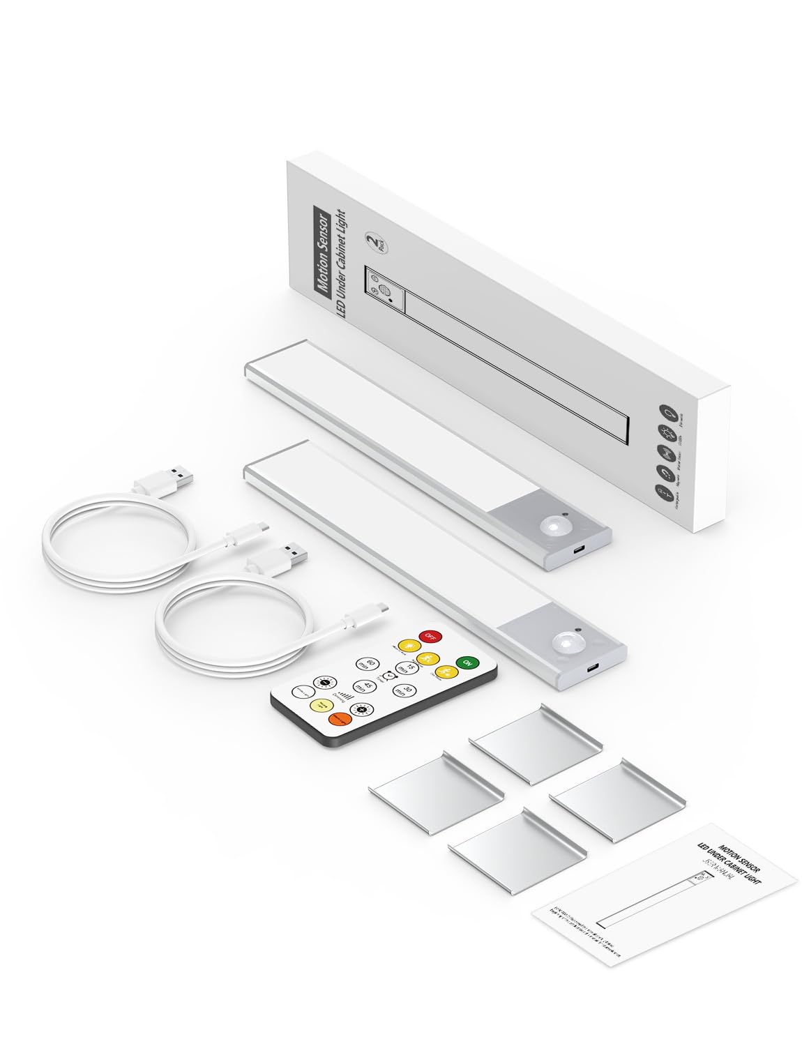 12" Thin Motion-Activated Under Cabinet Lighting, Aluminum Alloy Under Counter Lights for Kitchen, 3-Color-Temps Magnetic Closet Lights, Rechargeable Motion Sensor Light Indoor (4Pack, Silver)