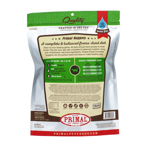 Primal Freeze Dried Raw Cat Food Nuggets Venison, Complete & Balanced Meal or Topper, Premium, Healthy, Grain Free, High Protein Raw Cat Food with Probiotics (14 oz)
