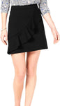 Maison Jules Women's Ruffled Mini Skirt (Deep Black, Large)