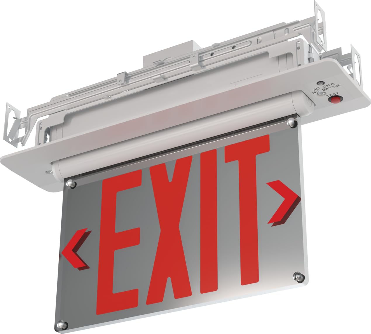 Lithonia Lighting BE W R SM M6 BE Basics Edge-Lit Exit Sign, White with Red Letters, Surface Mount