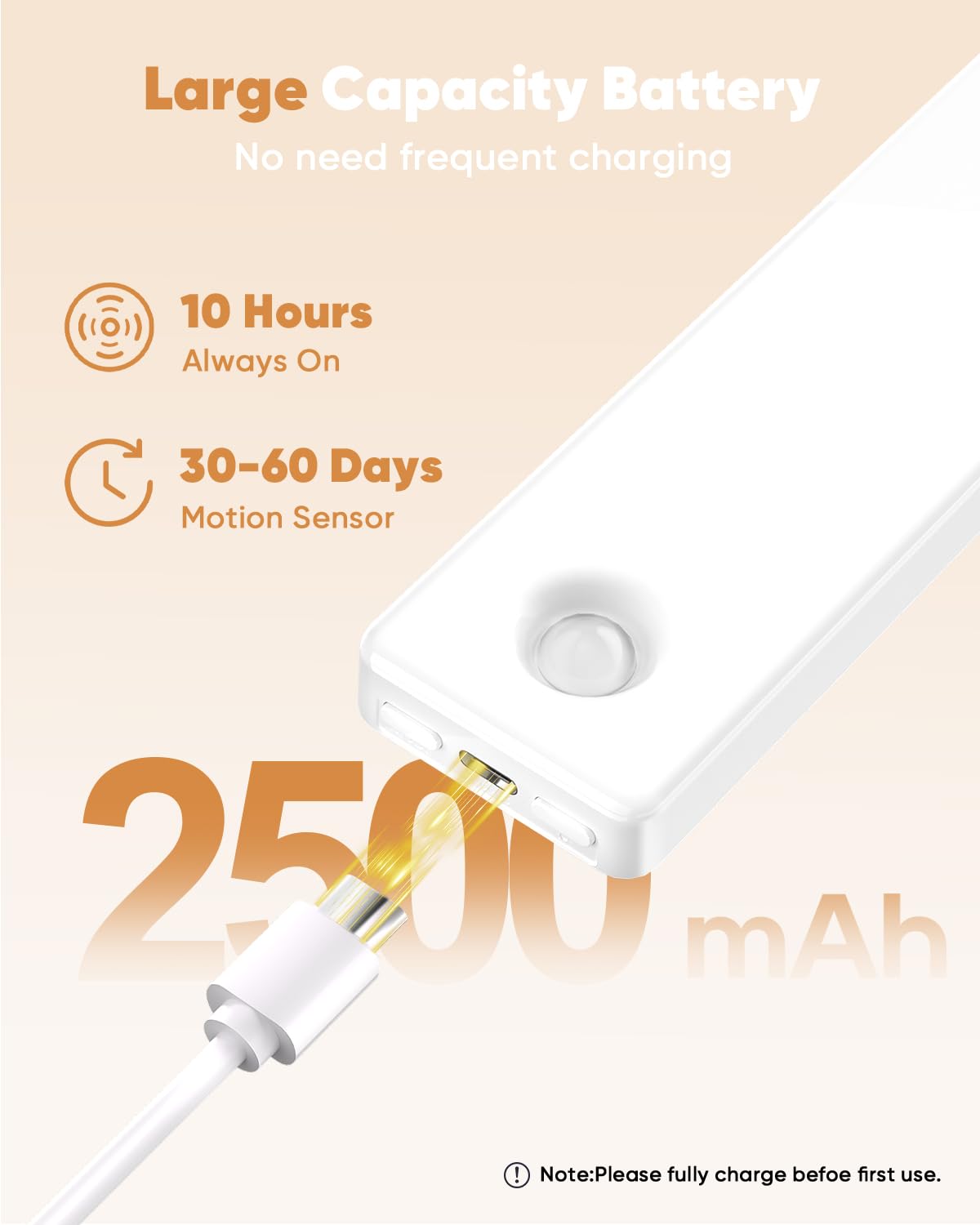 Under Cabinet Lighting, 2 Pack Motion Sensor Light Indoor, Rechargeable Closet Lights Battery Operated, LED Lights for Bedroom, Wireless Dimmable Cabinet Lights, Motion Sensor Step Night Light