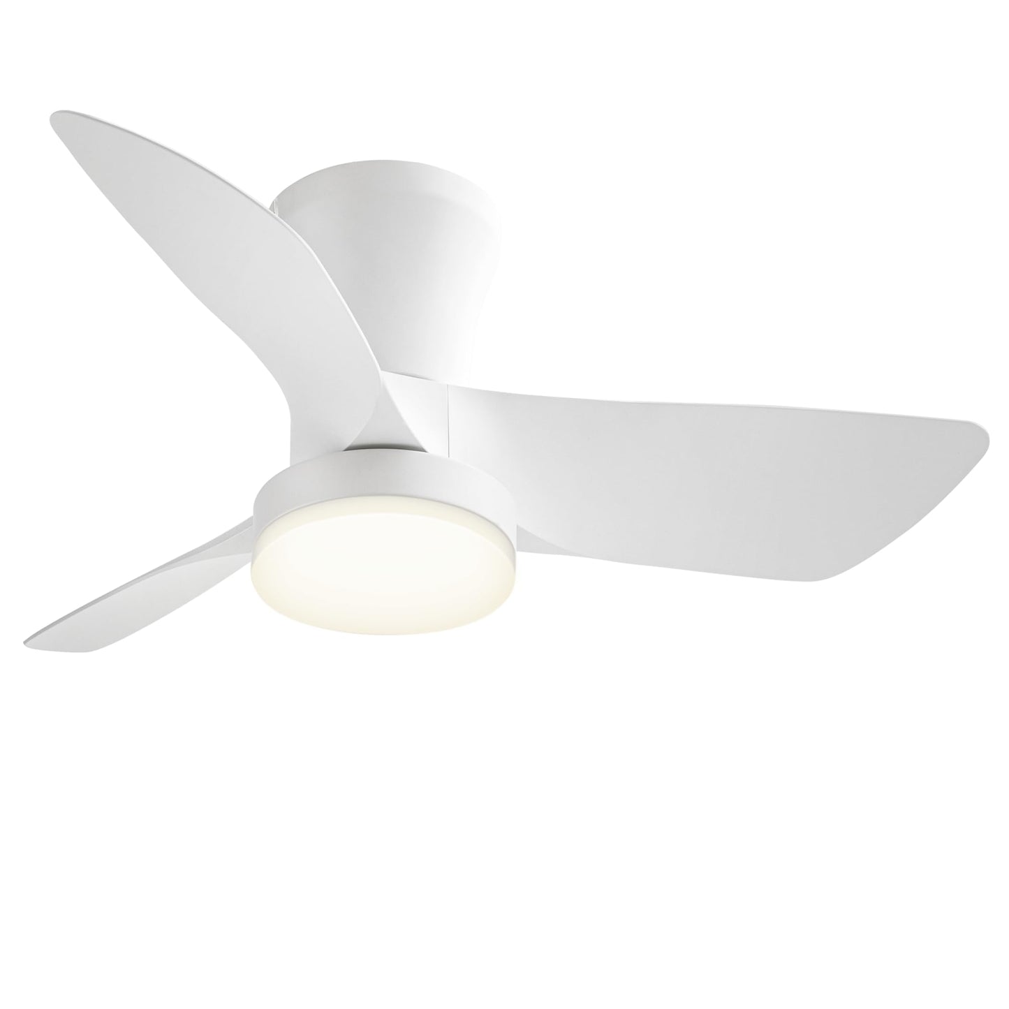 SUNMORY Ceiling Fans with Lights and Remote, 30 inch Low Profile Ceiling Fan with Light, Modern Flush Mount Ceiling Fan for Bedroom/Kitchen/Dining Room/Patio, 6 Wind Speeds, Dimmable, White