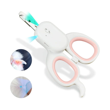 PAKEWAY Pet Nail Clipper with LED & -U-V Light, Cat Claw Trimmer with Ultra Bright LED Light for Nail Bloodline to Avoid Over Cutting, Sharp Angled Blade Grooming Tool for Dog Cat Rabbit Small Animals