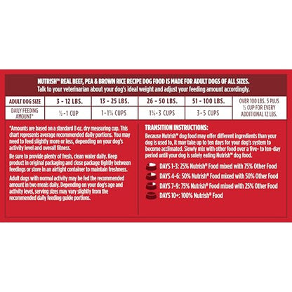 Nutrish Real Beef, Pea & Brown Rice Recipe Whole Health Blend Dry Dog Food, 40 lb. Bag, Packaging May Vary (Rachael Ray)