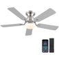 Ceiling Fans with Lights- 46" Low Profile Indoor Ceiling Fan with Light and Remote/APP Control, Flush Mount, LED Dimmable DC Reversible Modern Ceiling Fan for Bedroom（Black）