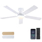Ceiling Fans with Lights- 46" Low Profile Indoor Ceiling Fan with Light and Remote/APP Control, Flush Mount, LED Dimmable DC Reversible Modern Ceiling Fan for Bedroom（Black）