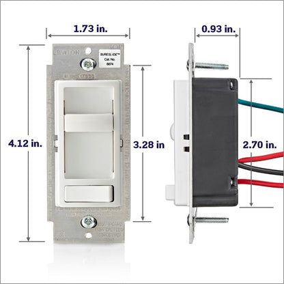 Leviton SureSlide Dimmer Switch for Dimmable LED, Halogen and Incandescent Bulbs, 6674-P0W, White