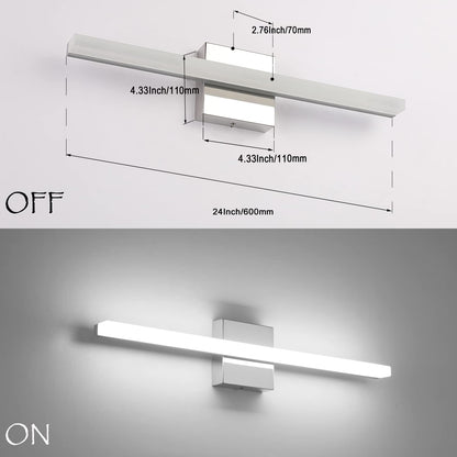 Combuh Modern Bathroom Light Fixtures Over Mirror 16 Inch IP44 9W Chrome Vanity Light Bar for Bathroom Wall Light Fixtures Cool White 6000K