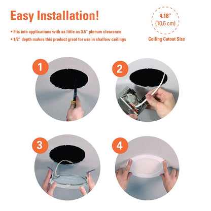 HALO HLB 4-Inch Thin Recessed Indoor/Outdoor Canless LED Downlight w/Selectable Color Temperatures 6-Pack HLB40699FS1EMWR-6PK