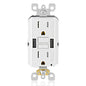 Leviton T5633-W Type A & Type-C USB In-Wall Charger with 15A Tamper-Resistant Outlet, USB Charger for Smartphones and Tablets, Not for Laptops, White