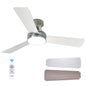 Amico Ceiling Fans with Lights, 42 inch Low Profile Ceiling Fan with Light and Remote Control, Flush Mount, Reversible, 3CCT, Dimmable, Noiseless, White Ceiling Fan for Bedroom, Indoor/Outdoor Use