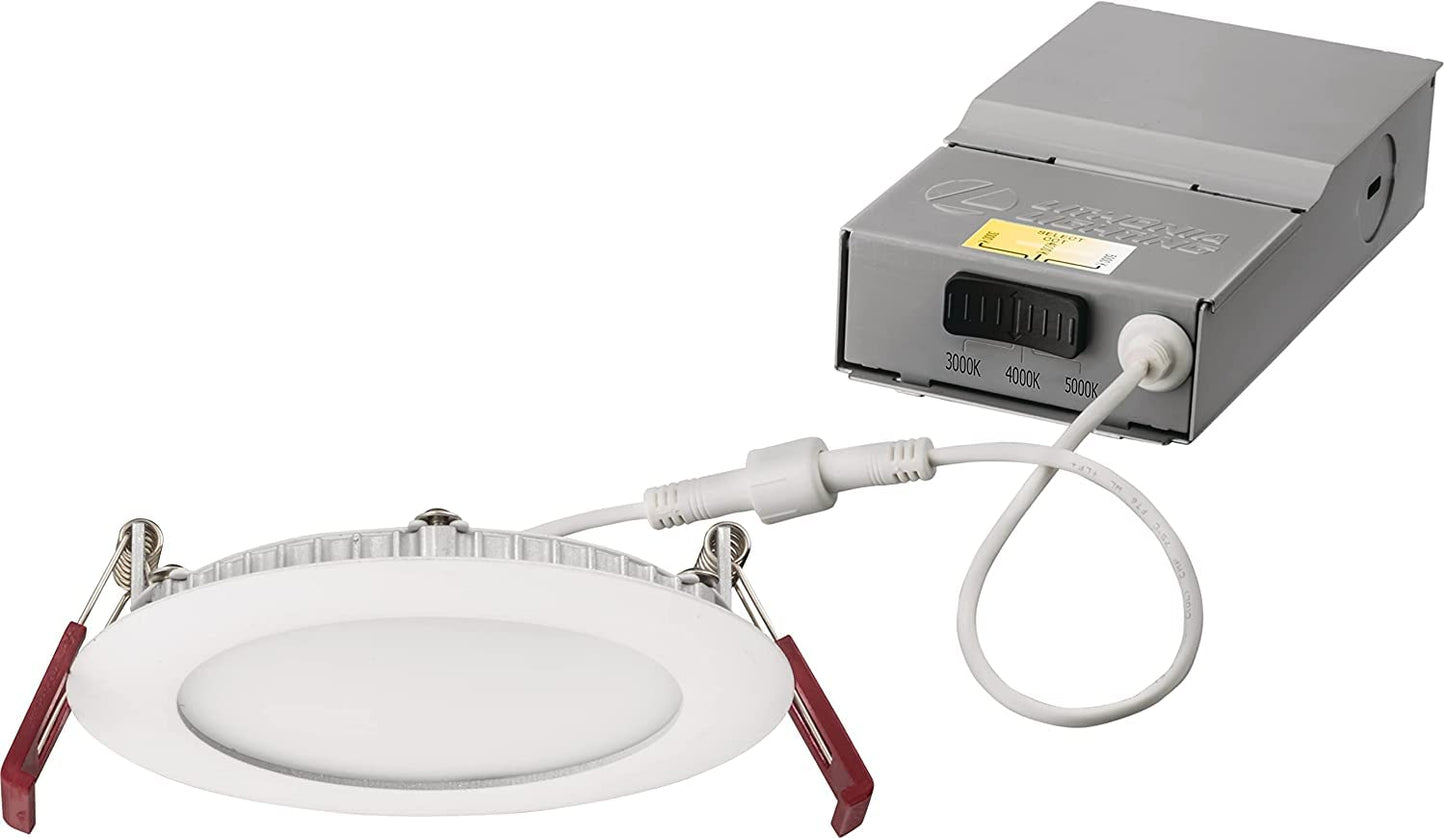 Lithonia Lighting WF4 LED 27K30K35K 90CRI MB M6 Recessed Wafer Downlight with Ultra Thin Round Trim, Color Temperature Selectable, 2700K | 3000K | 3500K, 4-Inch, Matte Black