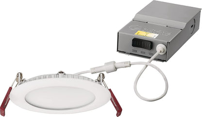 Lithonia Lighting WF4 LED 27K30K35K 90CRI MB M6 Recessed Wafer Downlight with Ultra Thin Round Trim, Color Temperature Selectable, 2700K | 3000K | 3500K, 4-Inch, Matte Black