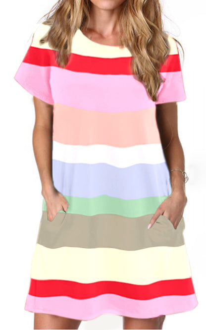 Alaster Women’s Casual Summer T Shirt Dress Loose Short Sleeve Tunic Dress with Pocket for Women