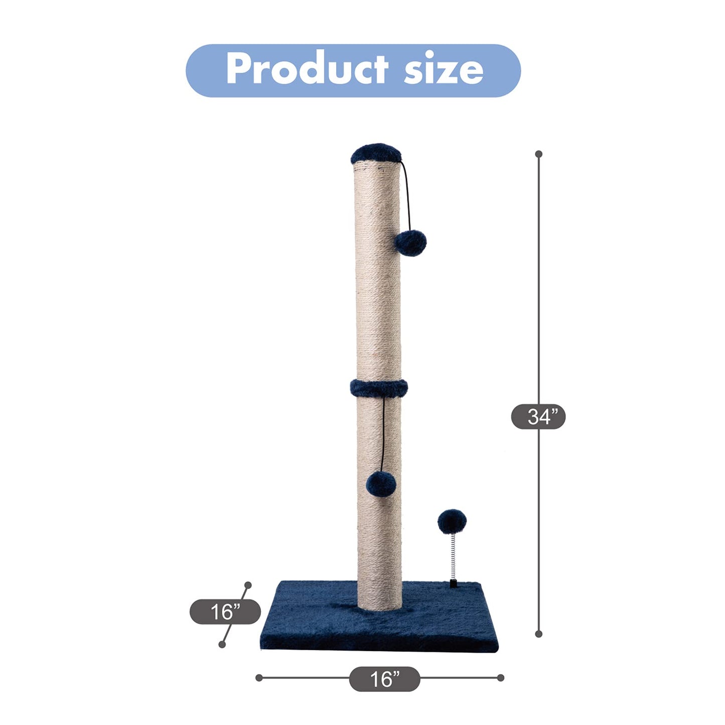 Cat Scratching Post Premium Basics Kitten Scratcher Sisal Scratch Posts with Hanging Ball 22in for Kittens or Smaller Cats (22 inches for Kitten, Beige)