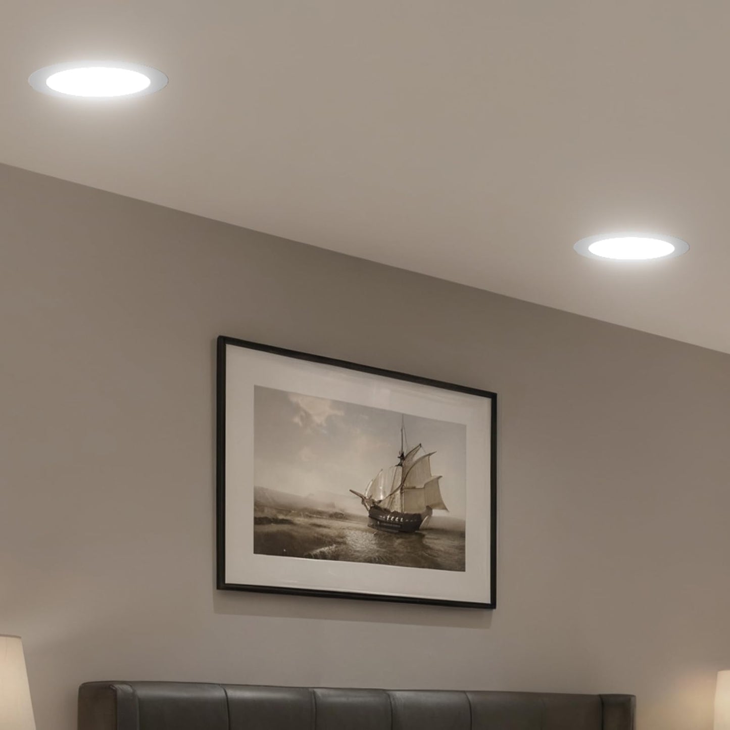 Amico 6 Pack 6 Inch 5CCT Ultra-Thin LED Recessed Ceiling Light with Junction Box, 2700K/3000K/3500K/4000K/5000K Selectable, 12W Eqv 110W 1050LM Brightness Dimmable Canless Wafer Downlight, ETL & FCC
