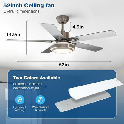 Ceiling Fans with Lights and Remote Control, 52 Inch, 6 Speeds