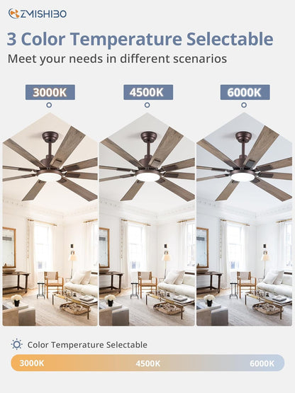 72 Inch Oil Rubbed Bronze Ceiling Fans with Lights and Remote,