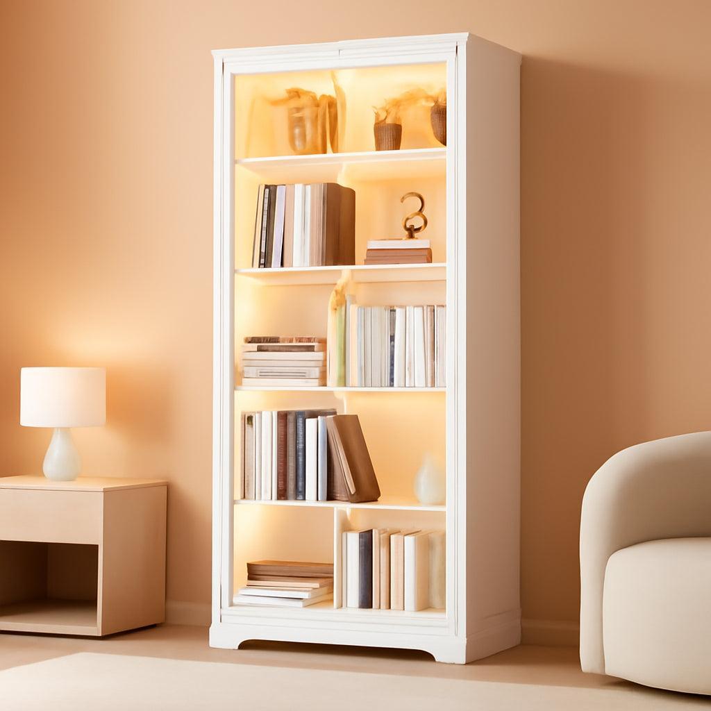 65 Inch White Tempered Glass Display Cabinet Lighting-0