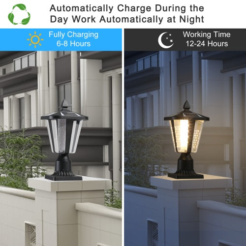 Solar Pillar Headlights With Dimmable LEDs - 2 Packs