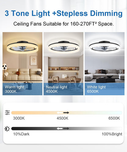 Ceiling Fans with Lights and Remote, 20" Fandelier Ceiling Fan Flush