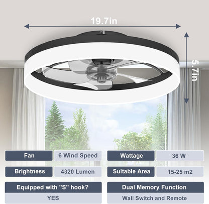 Low Profile Ceiling Fans with Lights and Remote, Fandelier Ceiling Fan