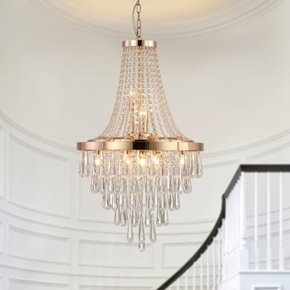 Golden Crystal Chandelier, Large Modern Luxury Chandelier For Living Room, Dining Room, Bedroom, Hallway - Bulb Not Included