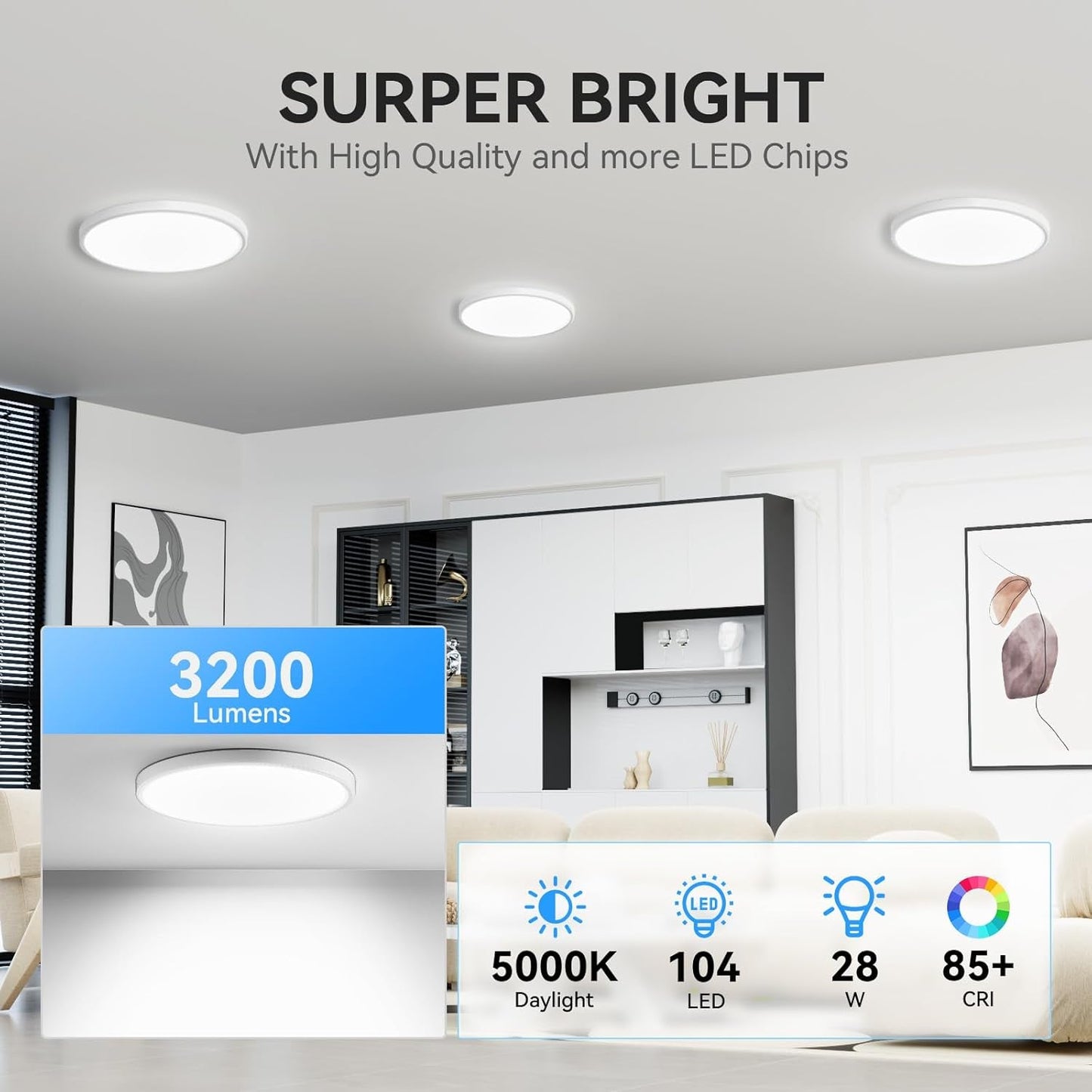 12Pack 3200Lm LED Flush Mount Ceiling Light, Super Slim 12 Inch LED