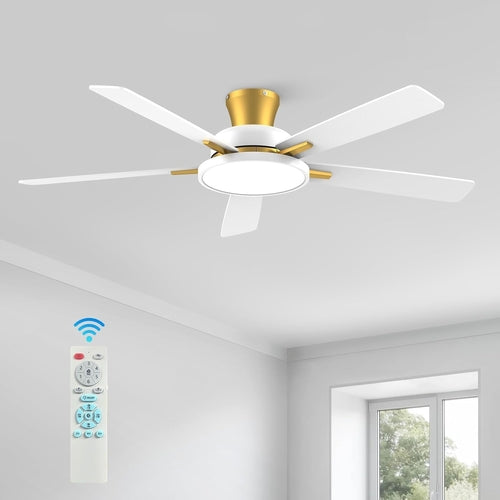 52 Inch Ceiling Fans with Lights and Remote,Ultra Silent Low Profile