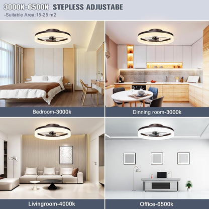 Low Profile Ceiling Fans with Lights and Remote, 19.7In Fandelier