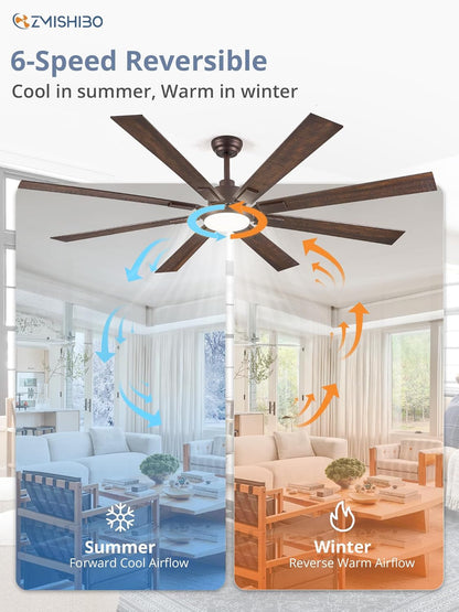 72 Inch Oil Rubbed Bronze Ceiling Fans with Lights and Remote,