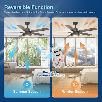 Ceiling Fans with Lights and Remote Control, 52 Inch, 6 Speeds