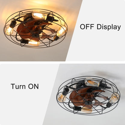 Cage Ceiling Fan With Light, 20 Inch Farmhouse Low Profile Ceiling Fan Light With Remote Control