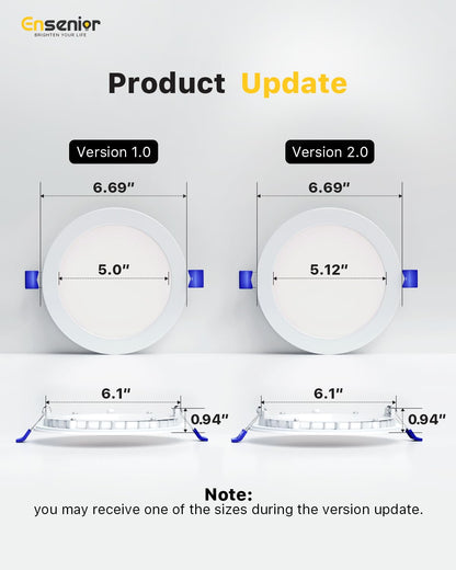 Ensenior 12 Pack 4 Inch LED Recessed Ceiling Light, Dimmable, 2700K-5000K 5CCT, 750LM 9W 120V, High Brightness Canless Wafer Downlight - ETL&FCC&IC