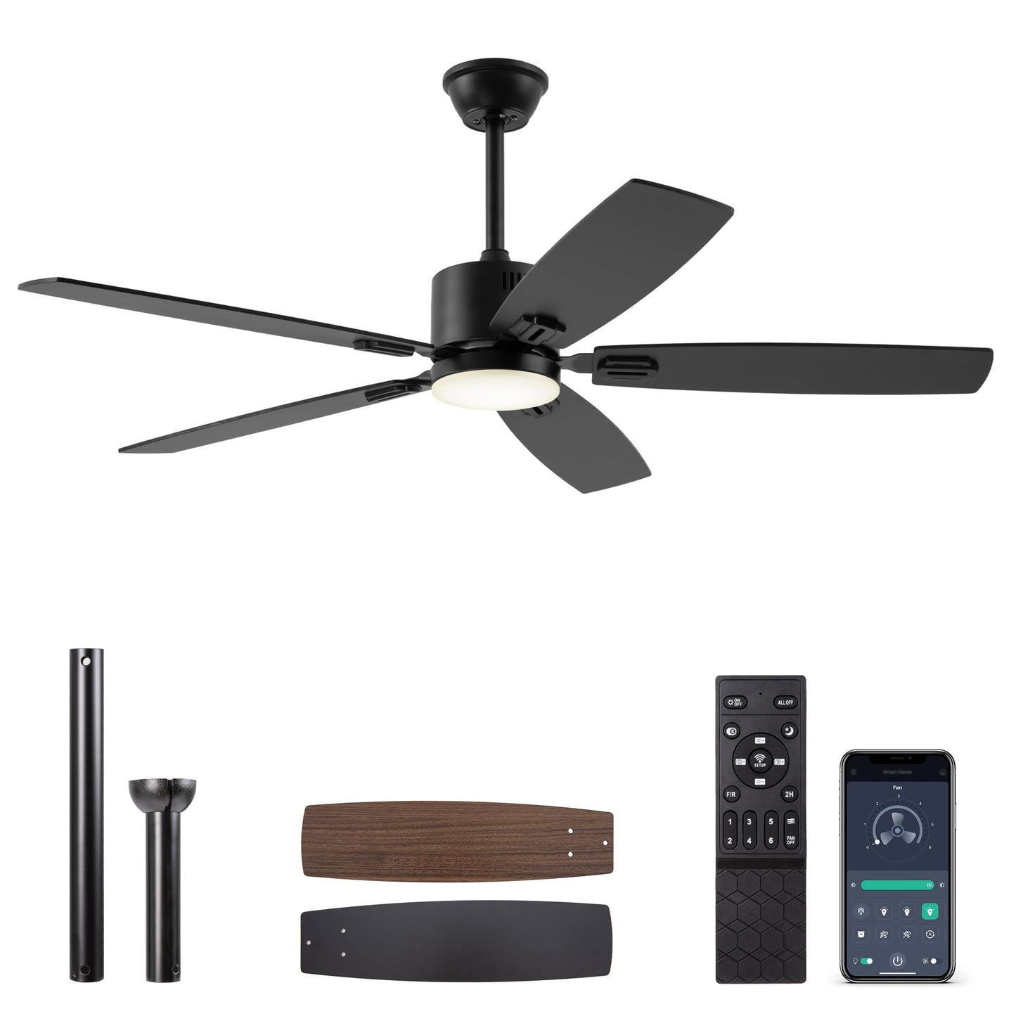 SUNMORY Ceiling Fans with Lights and Remote, 30 inch Low Profile Ceiling Fan with Light, Modern Flush Mount Ceiling Fan for Bedroom/Kitchen/Dining Room/Patio, 6 Wind Speeds, Dimmable, White