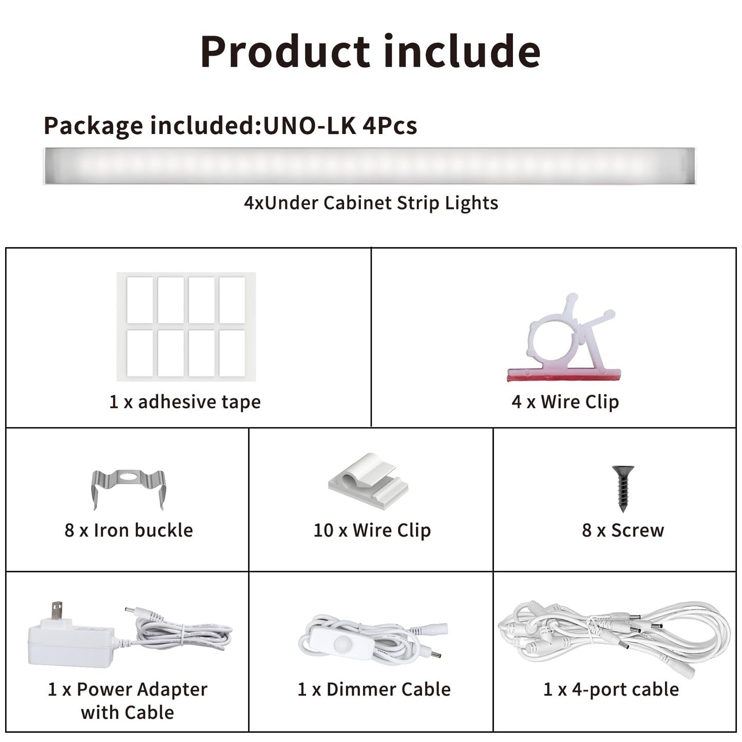 ASOKO Under Cabinet Led Light Plug in, Dimmable Daylight White 4500K, 3 Pack 12 inch Linkable Led Under Counter Lights for Kitchen, Shelf, Workbench, Cupboard, ETL Listed Plug 24V, UNO-LK 4500K