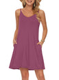 MISFAY Women's Summer Spaghetti Strap Casual Swing Tank Beach Cover Up Dress with Pockets