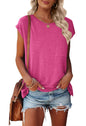 MEROKEETY Women's Casual Cap Sleeve T Shirts Basic Summer Tops Loose Solid Color Blouse
