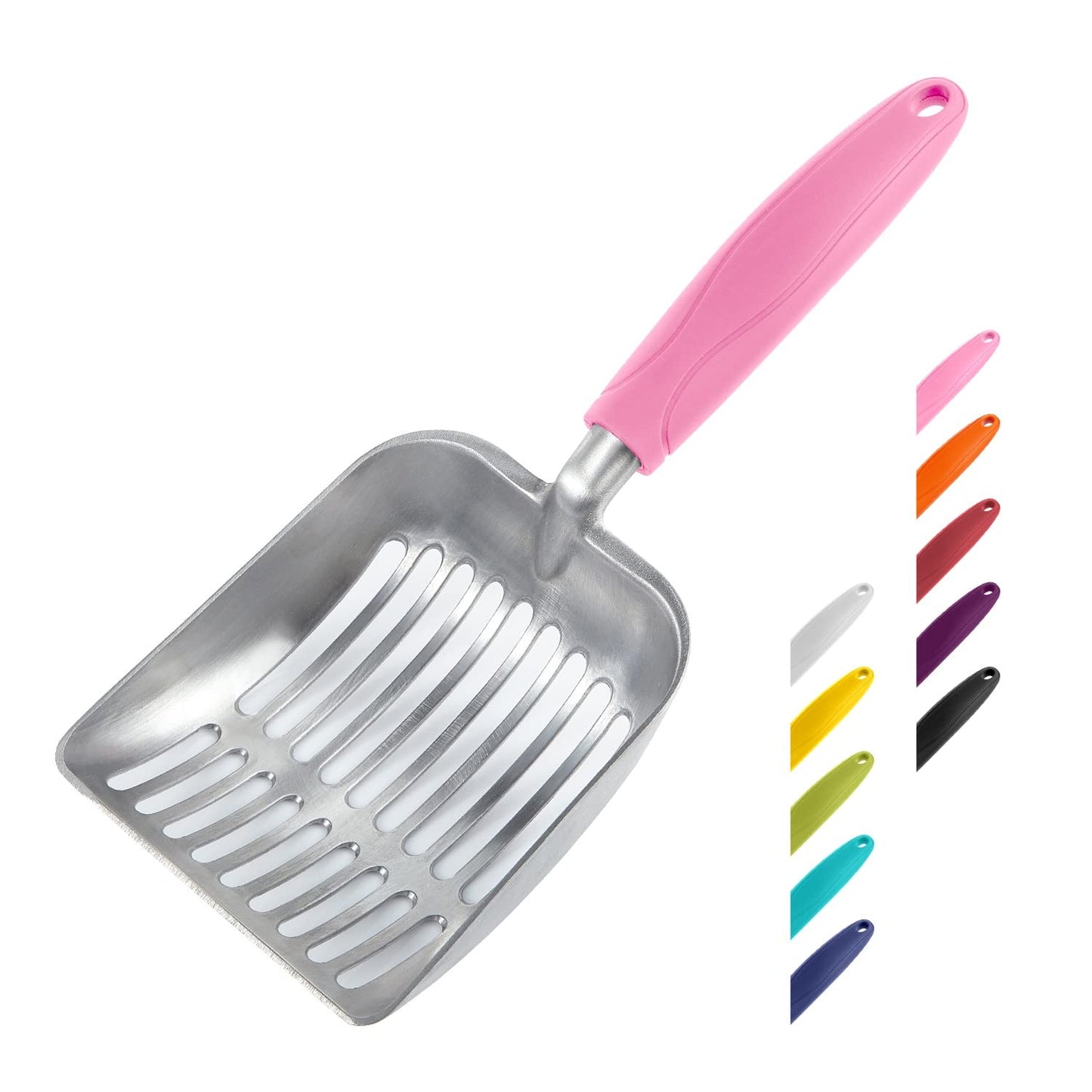 WePet Cat Litter Scoop, Aluminum Alloy Sifter, Kitty Metal Scooper, Deep Shovel, Long Handle, Poop Sifting, Kitten Pooper Lifter, Durable, Heavy Duty, for Litter Box