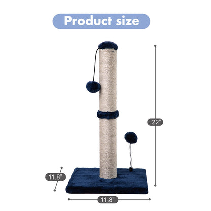 Cat Scratching Post Premium Basics Kitten Scratcher Sisal Scratch Posts with Hanging Ball 22in for Kittens or Smaller Cats (22 inches for Kitten, Beige)