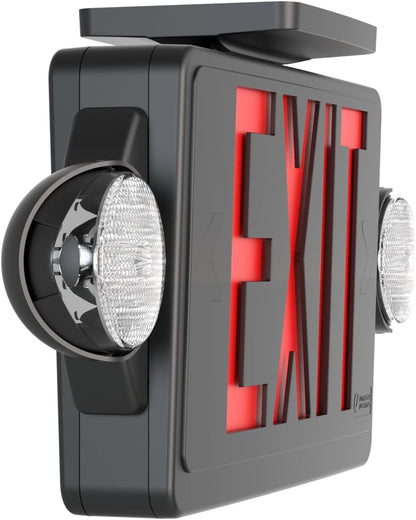 Lithonia Lighting LHQM LED B R M6 LED 2-Light Exit Sign/Emergency with LED Heads and Red Stencil, Black