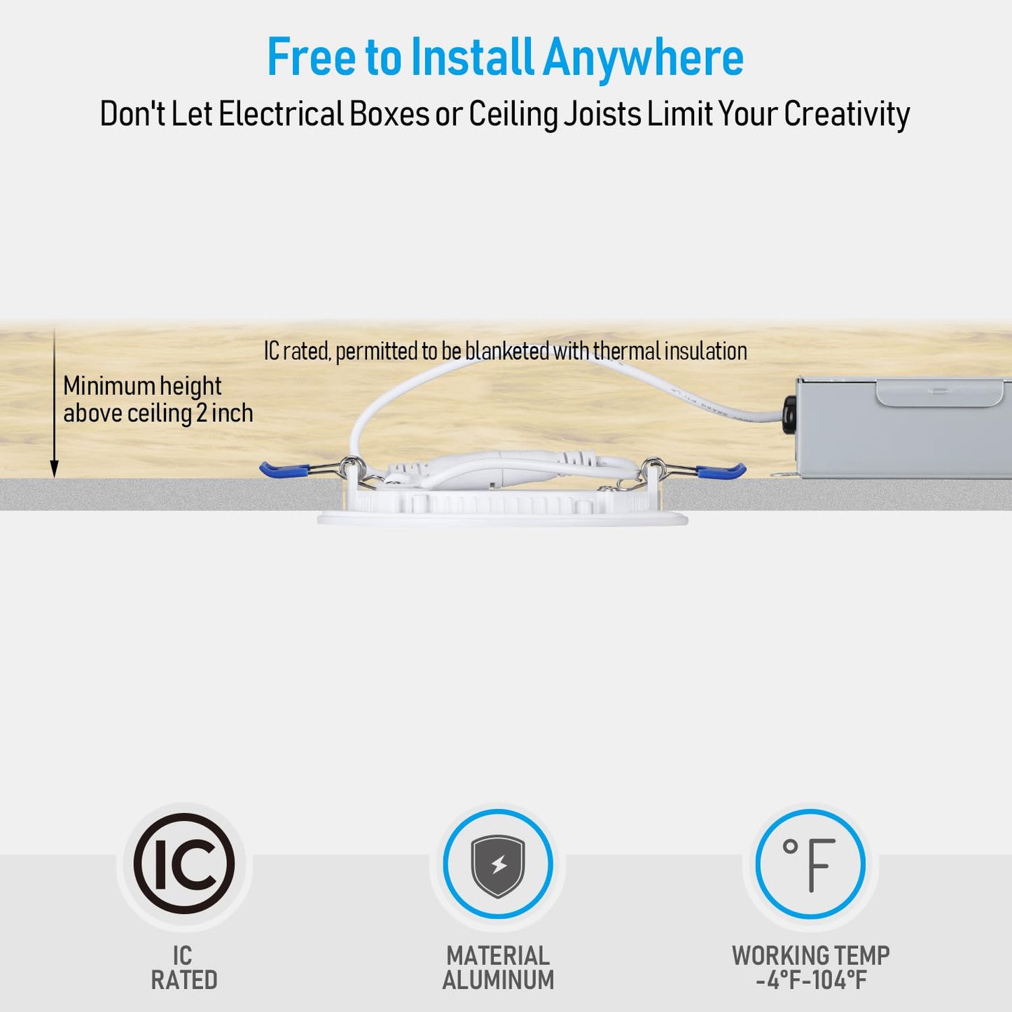 TORCHSTAR Basic Series 12-Pack 6 Inch Ultra-Thin LED Recessed Lighting with Junction Box, CRI90, Aluminum, 5000K Daylight, 5%-100% Dimmable Slim Recessed Downlight, 12W 1100LM, ETL and Energy Star