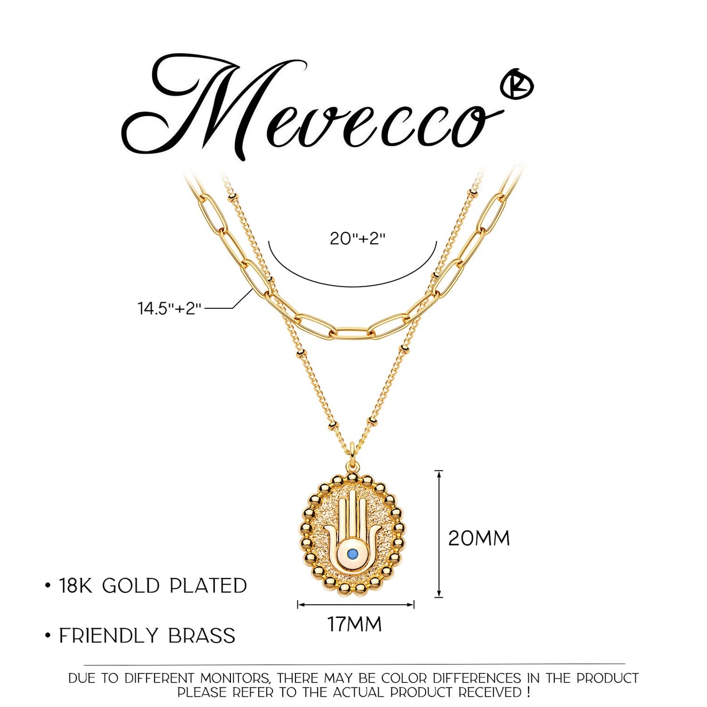 MEVECCO Layered Heart Necklace Pendant Handmade 18k Gold Plated Dainty Gold Choker Arrow Bar Layering Long Necklace for Women