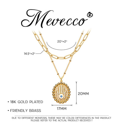 MEVECCO Layered Heart Necklace Pendant Handmade 18k Gold Plated Dainty Gold Choker Arrow Bar Layering Long Necklace for Women