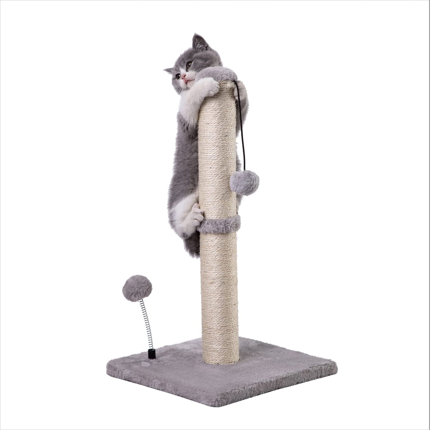 Cat Scratching Post Premium Basics Kitten Scratcher Sisal Scratch Posts with Hanging Ball 22in for Kittens or Smaller Cats (22 inches for Kitten, Beige)