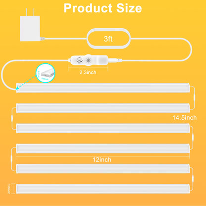 Maylit Under Cabinet Lights Plug in, 3 Pcs 12 Inch Ultra Thin Under Cabinet Lighting, Super Bright Daylight White Under Counter Lights for Kitchen, Dimmable Light for Cabinet, Counter, Workbench, Desk