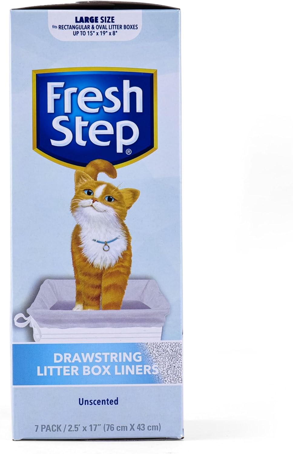 Fresh Step Drawstring Cat Litter Box Liners, Unscented, Size Jumbo, 36" x 19" | Kitty Litter Bags - 15 Count - Cat Litter Liners for Rectangle or Oval Large Litterboxes